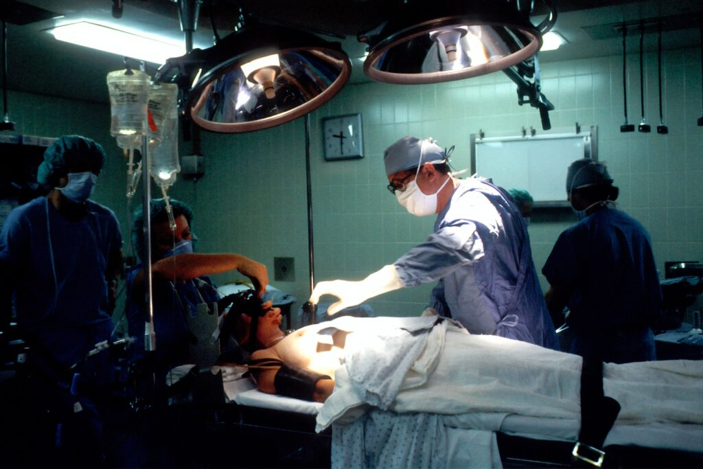 operation theatre  doctor working in time to save patient thank god